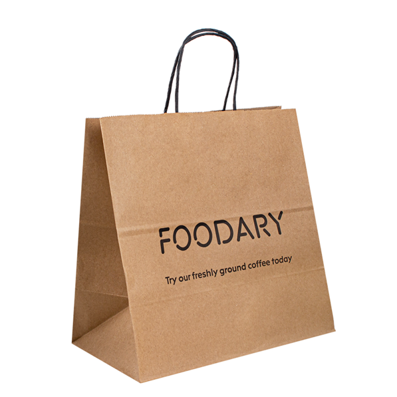 bolsa de papel con logotipo impreso kraft compras promocionales brown kraft bolsas de papel personalizadas