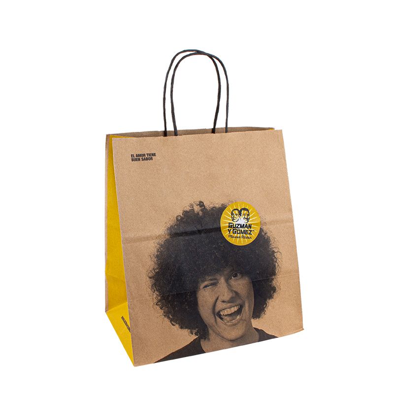 Bolsa de compras de papel Kraft Embalaje de alimentos bolsas de papel personalizadas con bolsa de papel logo con asa