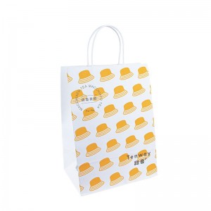 Mango de bolso de papel bolsas de papel marrón diseñador de mango de impresión para embalaje de papel de papel de papel