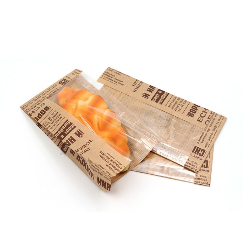 Gasaf Geaseproof Kraft Papel de papel con ventana para Croissant