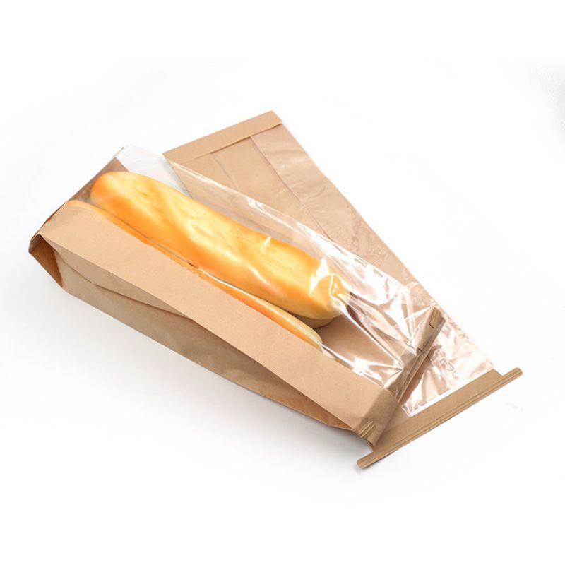 Gasaf Geaseproof Kraft Papel de papel con ventana para Croissant