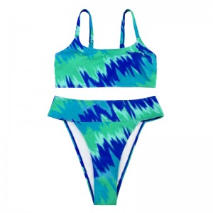 Turquesa impresa de dos piezas con correas anchas