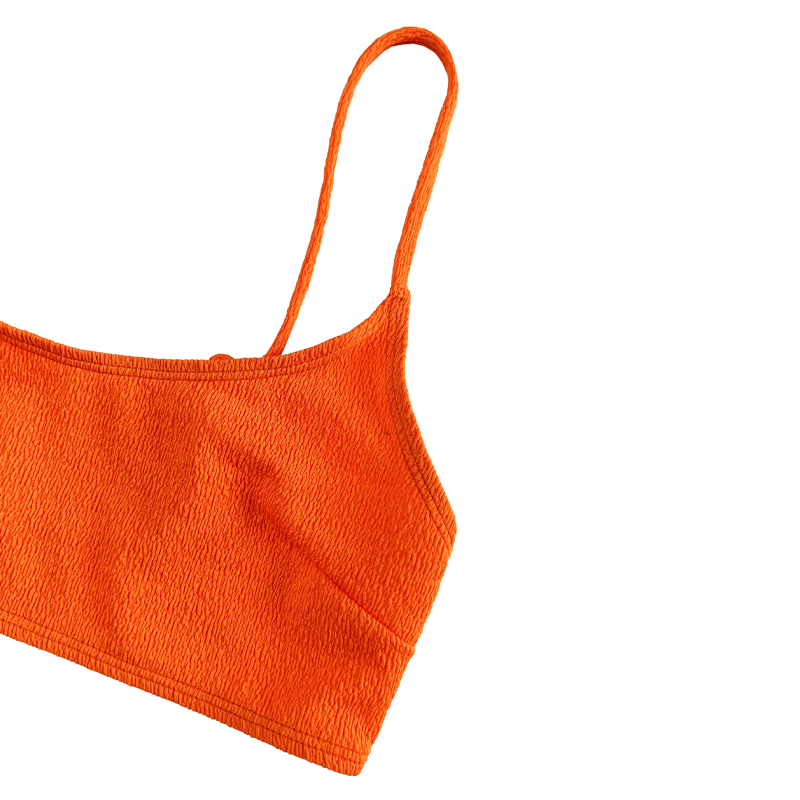Tela de crepenaranja blusa básica dibujar falda plisada sexy traje de baño de dos piezas