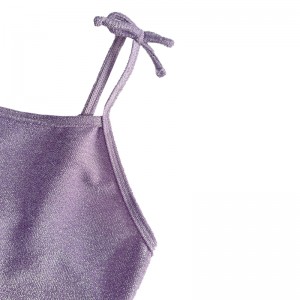 Traje de baño de una pieza de un alambre de plata de la proa de losniños púrpura