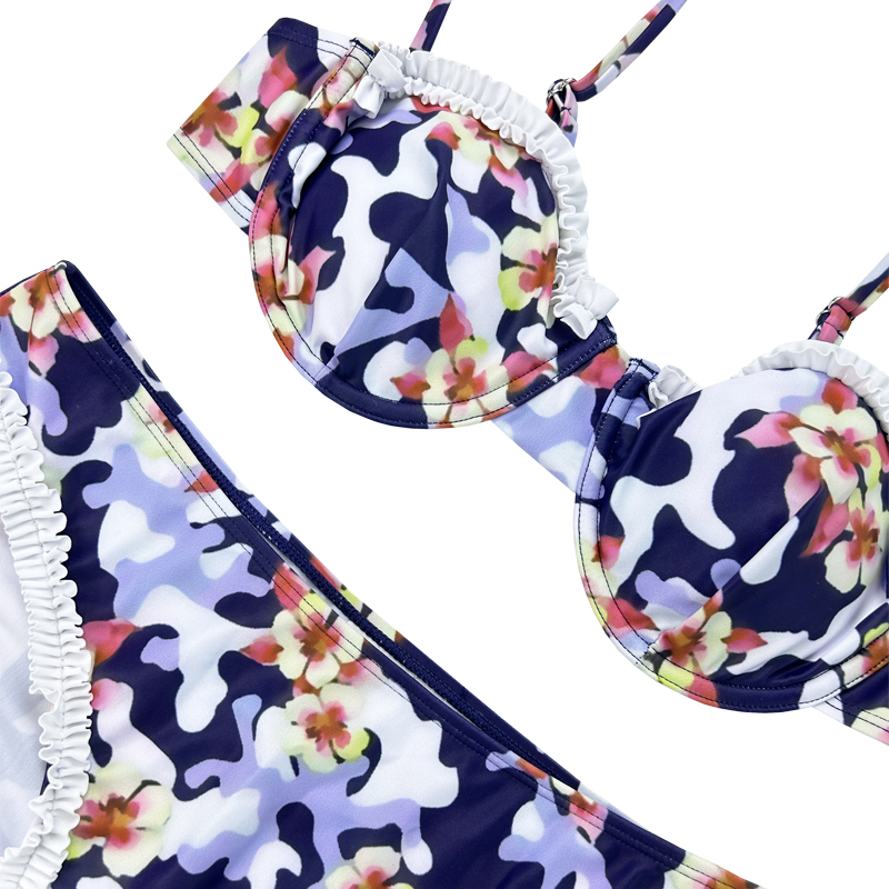 Bikini irregular con volantes Floral Set Twimsuit de dos piezas