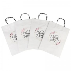 Logotipo de impresión de tamaño personalizado al por mayor gracias Bolsa de papel Kraft Kraft Bolsa de regalo de boda especial con asa