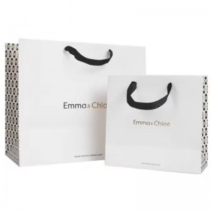 Bolsas de papel de compras pequeñas de lujo impresas de lujo connombre denegocio para el empaque de joyas con el mango