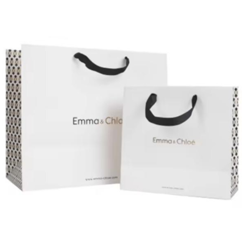 Bolsas de papel de compras pequeñas de lujo impresas de lujo connombre denegocio para el empaque de joyas con el mango