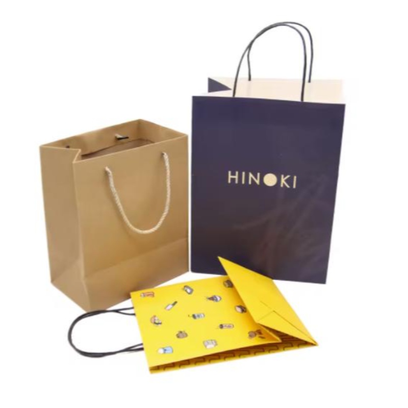 Logotipo impreso personalizado Kraft Paper Paper Packaging Crafts Compras Compras Bags Biodegradable Paper Bags con mango