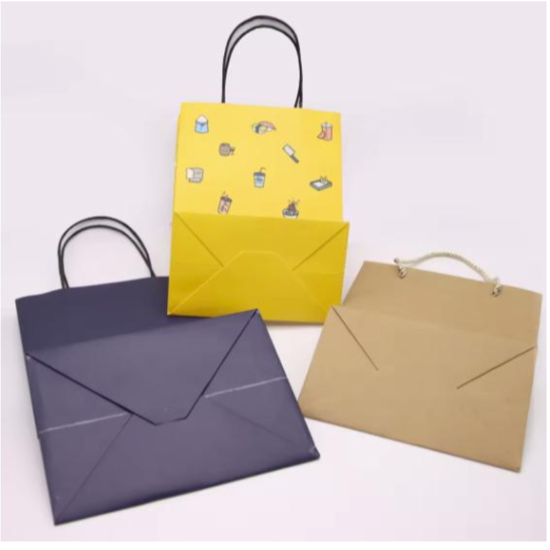 Logotipo impreso personalizado Kraft Paper Paper Packaging Crafts Compras Compras Bags Biodegradable Paper Bags con mango