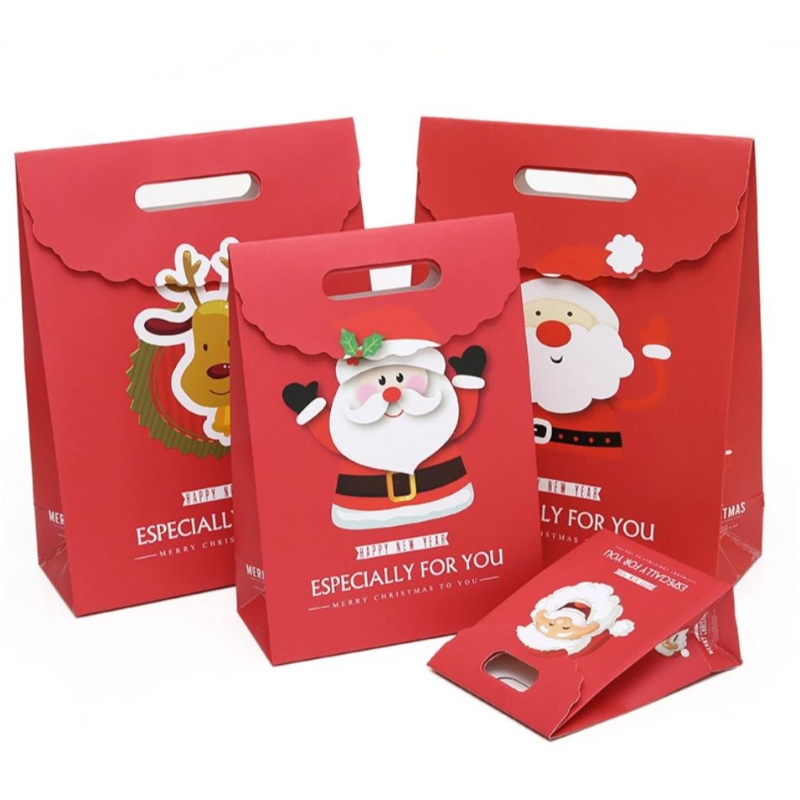 Bolsas de regalo de impresión personalizadas bolsas de papel de cartónnavideño fabricación de paquetes de compras de lujo recubiertas de lujo