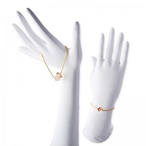 Nuevo 4 flores de melocotón huecas   pulsera de accesorios de flores de melocotón de cáscara blanca a