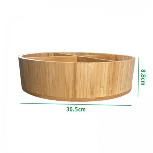 Bandeja giratoria de bambú Bandeja organizadora de almacenamiento