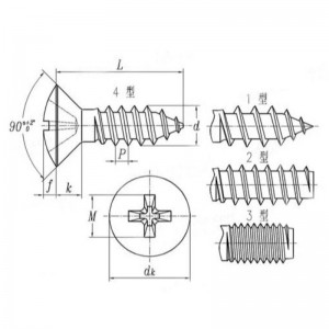 zinc-Cruz empotrada coloreada-tornillo de rosca