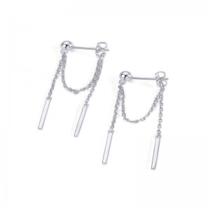 Hongde Pendientes de plata de ley 925 chapados en oro de 18 quilates con cadena colgante y circonita cúbica