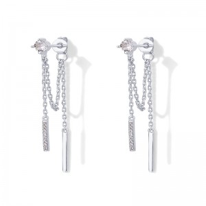 Hongde Pendientes de plata de ley 925 chapados en oro de 18 quilates con cadena colgante y circonita cúbica