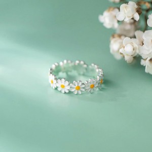 Anillos Hongde encantadores de margaritas y flores, anillo abierto Ajustable, anillo Daisy Delight para mujer y hombre