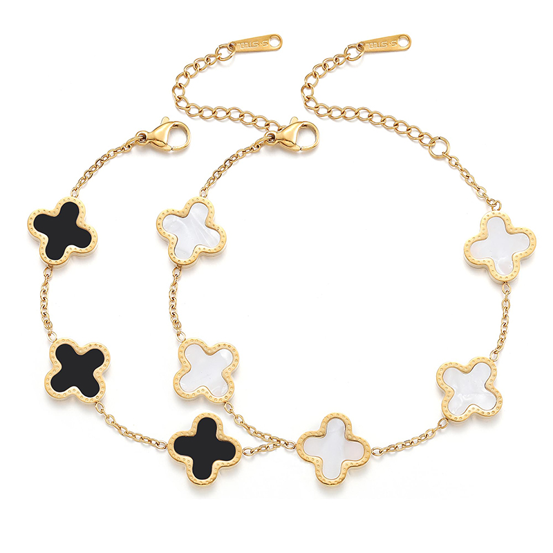 Oro Hongde 18K-Hombres chapados\'s y mujeres\Pulsera de la suerte con trébol de cuatro hojas