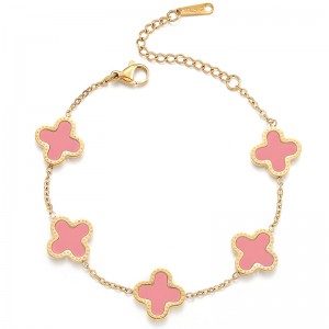 Oro Hongde 18K-Hombres chapados\\\'s y mujeres\\Pulsera de la suerte con trébol de cuatro hojas