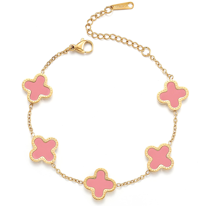 Oro Hongde 18K-Hombres chapados\'s y mujeres\Pulsera de la suerte con trébol de cuatro hojas