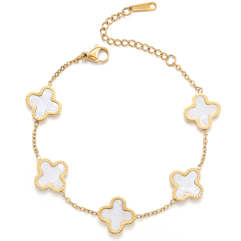 Oro Hongde 18K-Hombres chapados\'s y mujeres\Pulsera de la suerte con trébol de cuatro hojas