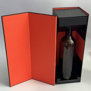 Sofisticada caja de vino plegable roja ynegra