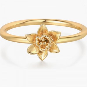 Exquisito de oro de 18k-Anillo floral de plata esterlina 925 con un delicado diseño de flores florecientes:naturaleza elegante y liviana-Joyas inspiradas para mujeres