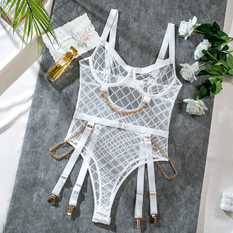 Lencería para Amazon Cross - borde: pura malla, sexy sin respaldo, alto - Bodysuit de cintura, lencería erótica con cadenas de metal. My96606 Precio:$109.99