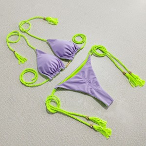 Sexy dos - bikini para chicas calientes. Estilo de triángulo, doble - color listón - bloqueo. Traje de baño de bikini de la playa, tres - Point Style 8826 Precio:$79.99