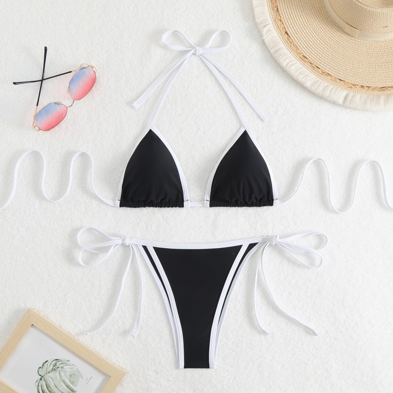2025nuevo sólido - Mujeres para color\'Es sexy dos - Piece Triangle Color - Bloque de bikini. Estilo europeo y americano con corbatas, adecuadas para la playa y el precio termal Qt25003 Precio:$79.99