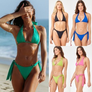 Nuevo 2025 europeo y americano-estilo bikinis de comercio exterior. Tres-Piecenuevos trajes de baño para mujeres, disponibles en múltiples colores. Dos-Piece Swimwear con un diseño sexy QT25017 Precio:$79.99