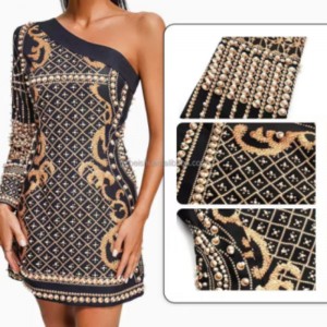 Summer Jacquard Knit Slant Swein Long Sangeave, vestidos delgados con cuentas
