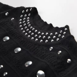 Vestir el collar del dólar con volantes de hombro sin mangas, vestidos de punto metálico