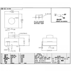 Push Switch HR12*12*9-2, interruptor de linterna, LED dos-encendido y apagado de encendido y apagado, restablecimiento de botón Micro Switch