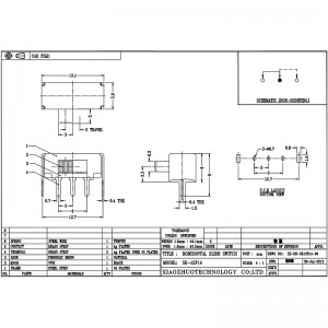 INTERRUPTOR DE SLIDE SK12F14 LADO-Tire del interruptor horizontal, lado de la lámpara de techo-Tire del interruptor de deslizamiento, single-Fila 3-Pin Interruptor de deslizamiento vertical