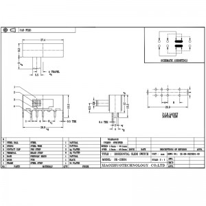 interruptor deslizante SK23H01 pequeño bipolar tres-posición dos-Fila ocho-lado horizontal-Tirar el interruptor de deslizamiento 2P3T