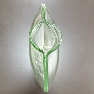 Zhongtai de acero inoxidable forma de boca de pescado curvado redondo alto-Jarrón de transparencia con base de metal de 23 cm para arreglos florales