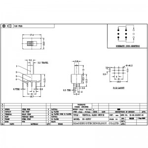 interruptor de deslizamiento SS32F07 dos-Interruptor de deslizamiento de posición, tres-encabezar-fuera del lado-posición dos-Posición Slide Micro Mini Interruptor electrónico
